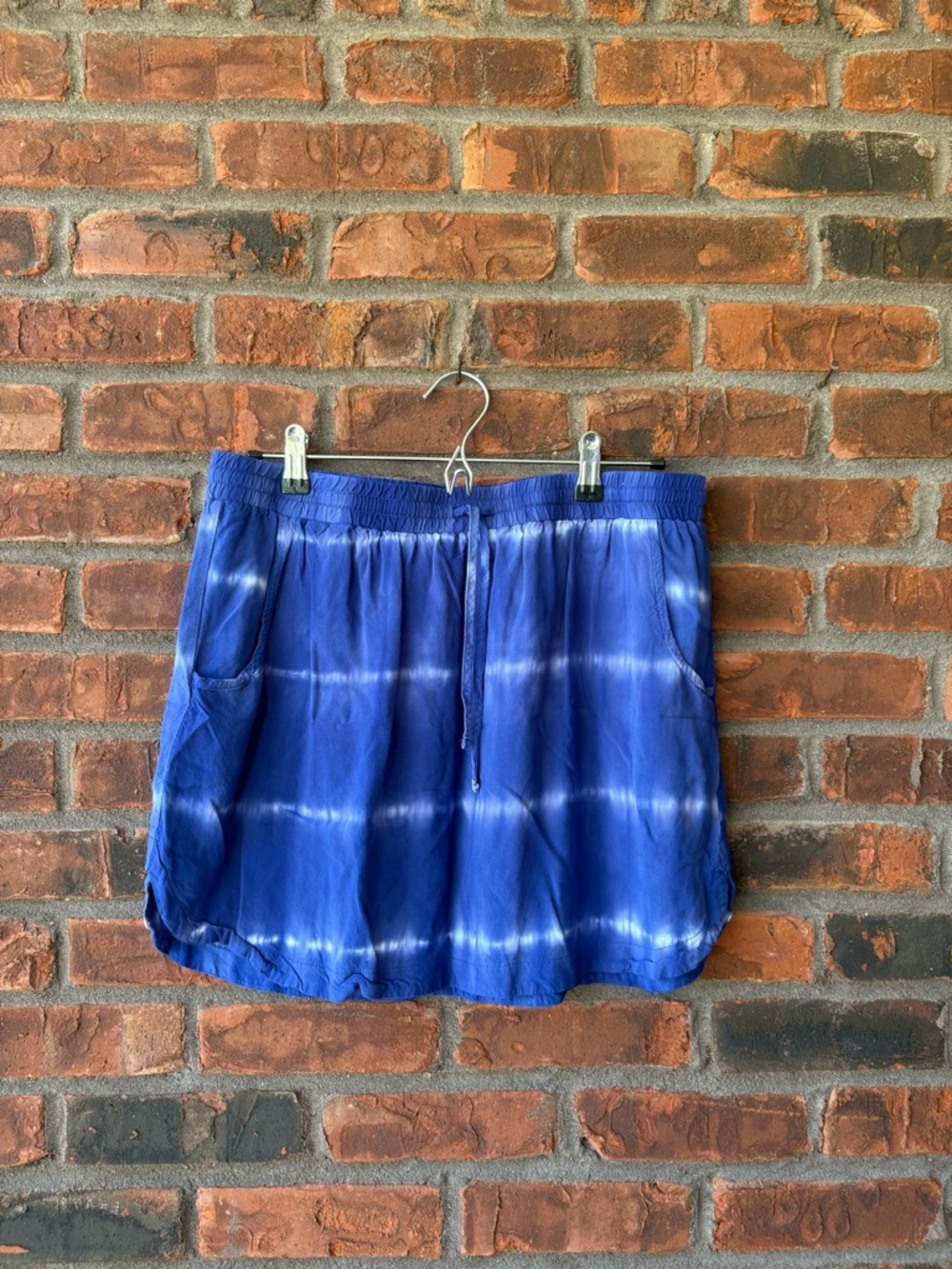 Blue Tie-Dye Drawstring Skirt